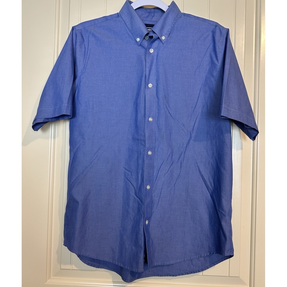 Lands End Blue Short Sleeve Button down Shirt Size 20 cotton uniform dressy‎